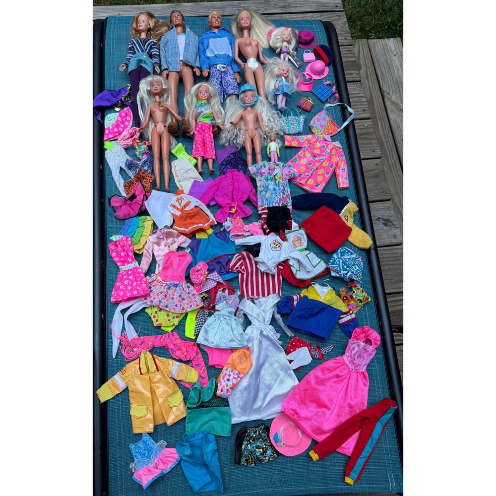Vintage Barbie Doll Lot Ken Kelly Doll Clothes Accessories 90s Mattel Huge 50pc+